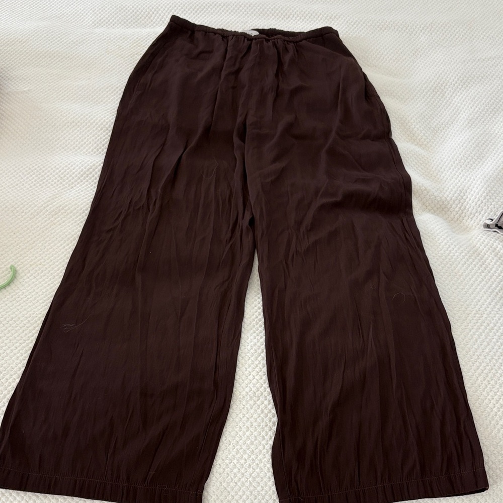 A.L.C. Chocolate Wide-Leg Pants drawstring loose 6
